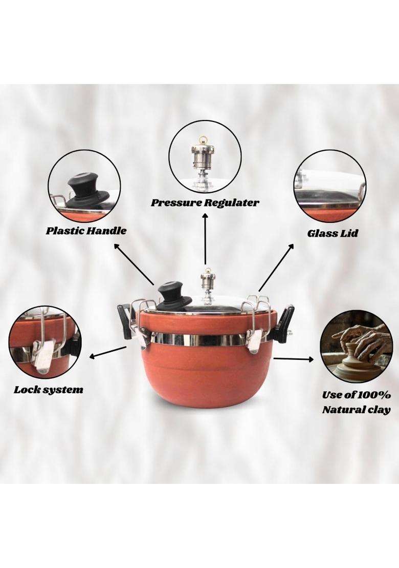 Terra Charms Clay Cooker Natural Mitti Pot | 3 L | 3.2 Qt - Indya