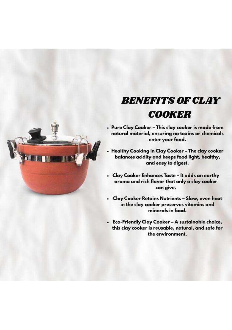 Terra Charms Clay Cooker Natural Mitti Pot | 3 L | 3.2 Qt - Indya