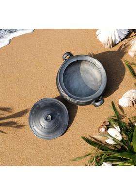 RAJENDER CLAY HANDICRAFT Mitti Black Kadhai Wok Handcrafted Earthen Cookware | 3 L | 3.2 Qt
