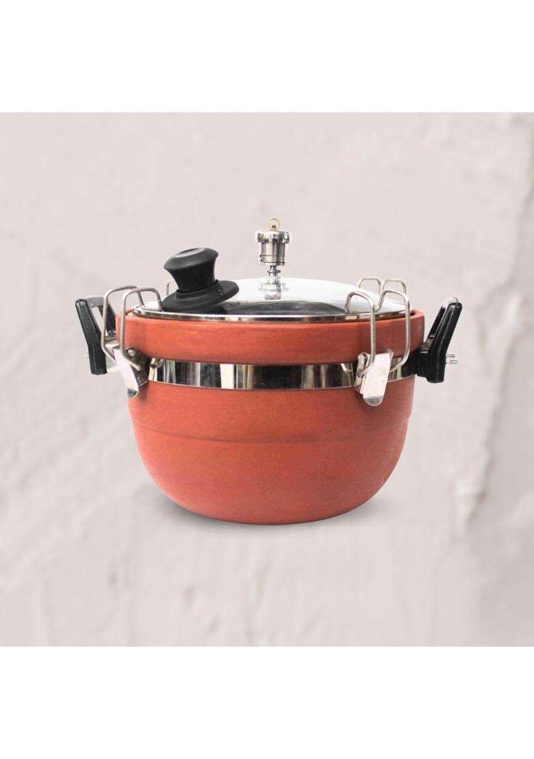 Terra Charms Clay Cooker Mitti Handi Cooking Pot | 3 L | 3.2 Qt - Indya