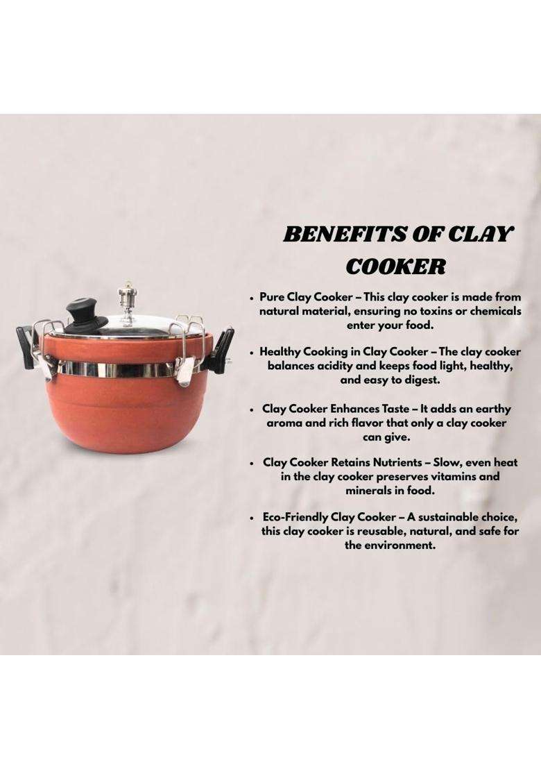 Terra Charms Clay Cooker Mitti Handi Cooking Pot | 3 L | 3.2 Qt - Indya