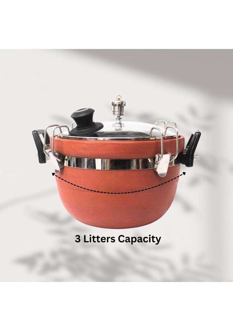 Terra Charms Clay Cooker Mitti Handi | 3 L | 3.2 Qt - Indya