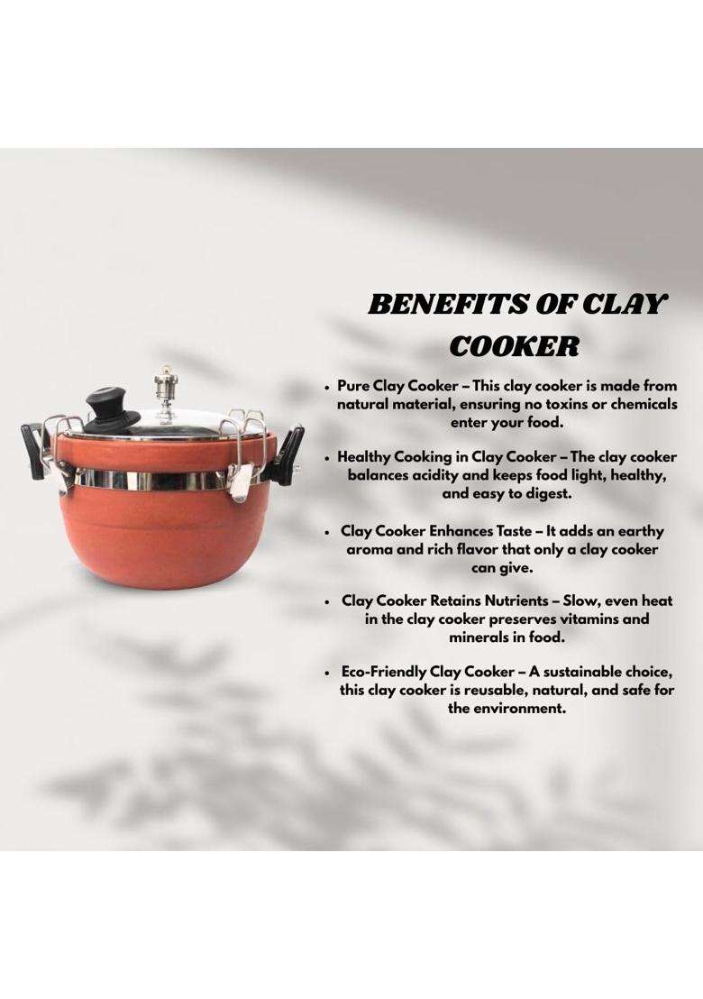 Terra Charms Clay Cooker Mitti Handi | 3 L | 3.2 Qt - Indya