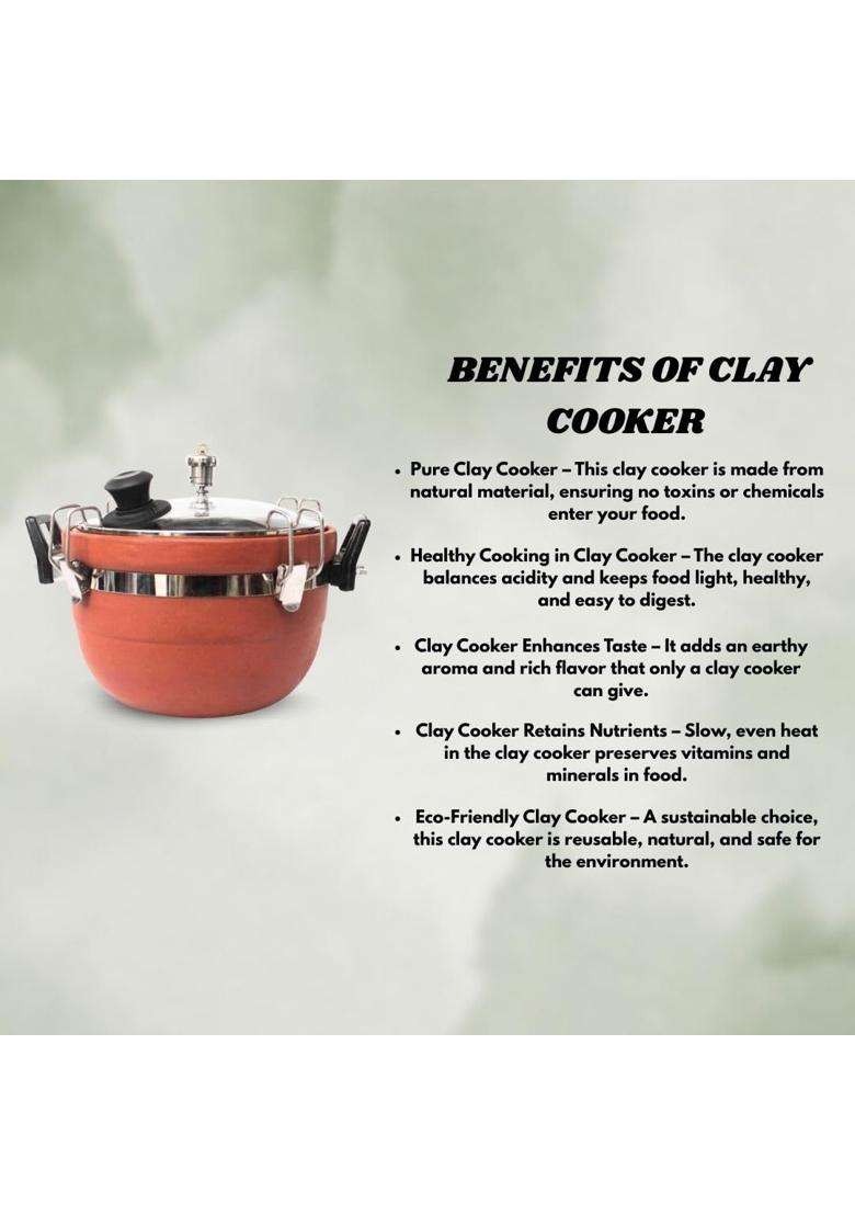 Terra Charms Clay Cooker Mitti Handi | 3 L | 3.2 Qt - Indya