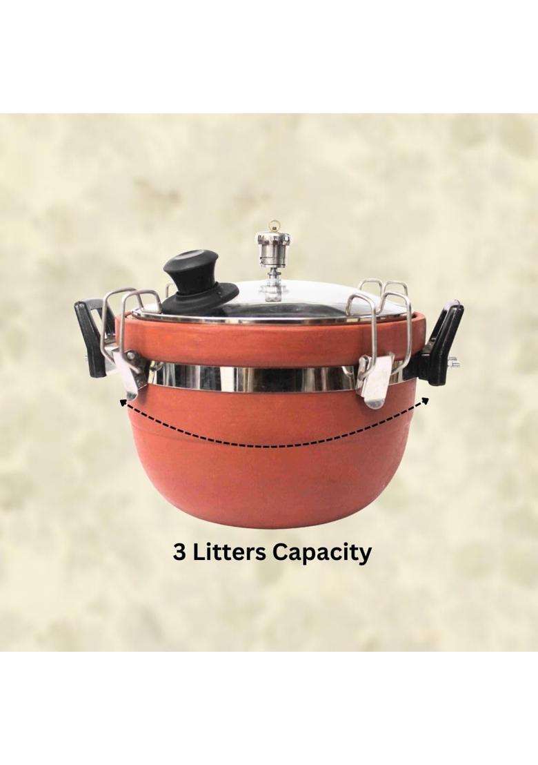 Terra Charms Clay Cooker Natural Mitti Handi | 3 L | 3.2 Qt - Indya