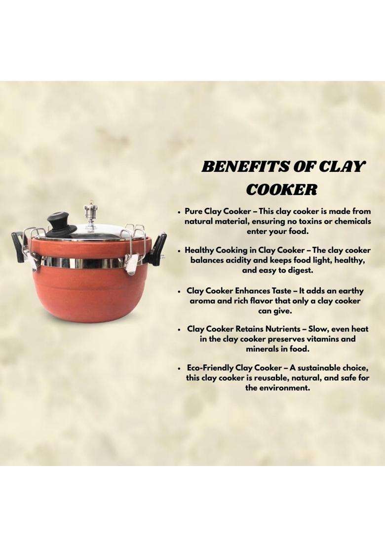Terra Charms Clay Cooker Natural Mitti Handi | 3 L | 3.2 Qt - Indya
