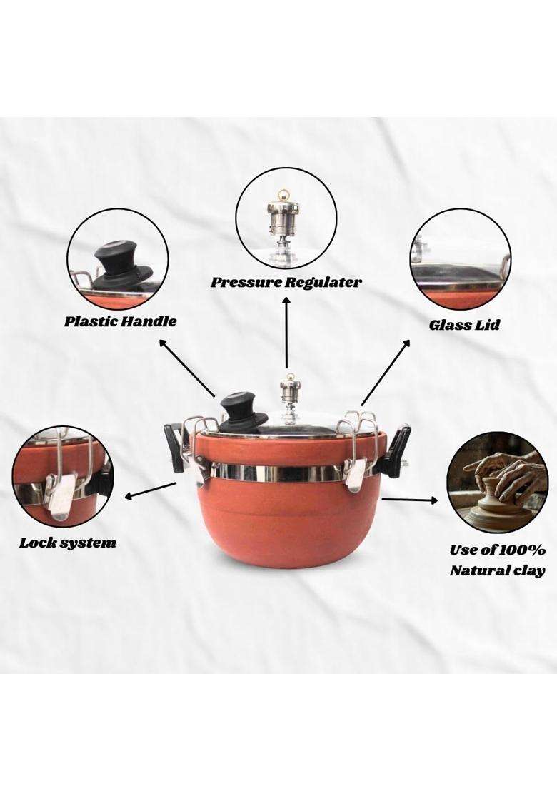 Terra Charms Clay Cooker Mitti Handi | 3 L | 3.2 Qt - Indya
