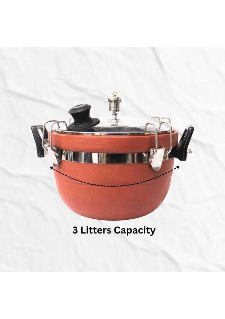 Terra Charms Clay Cooker Mitti Handi | 3 L | 3.2 Qt - Indya
