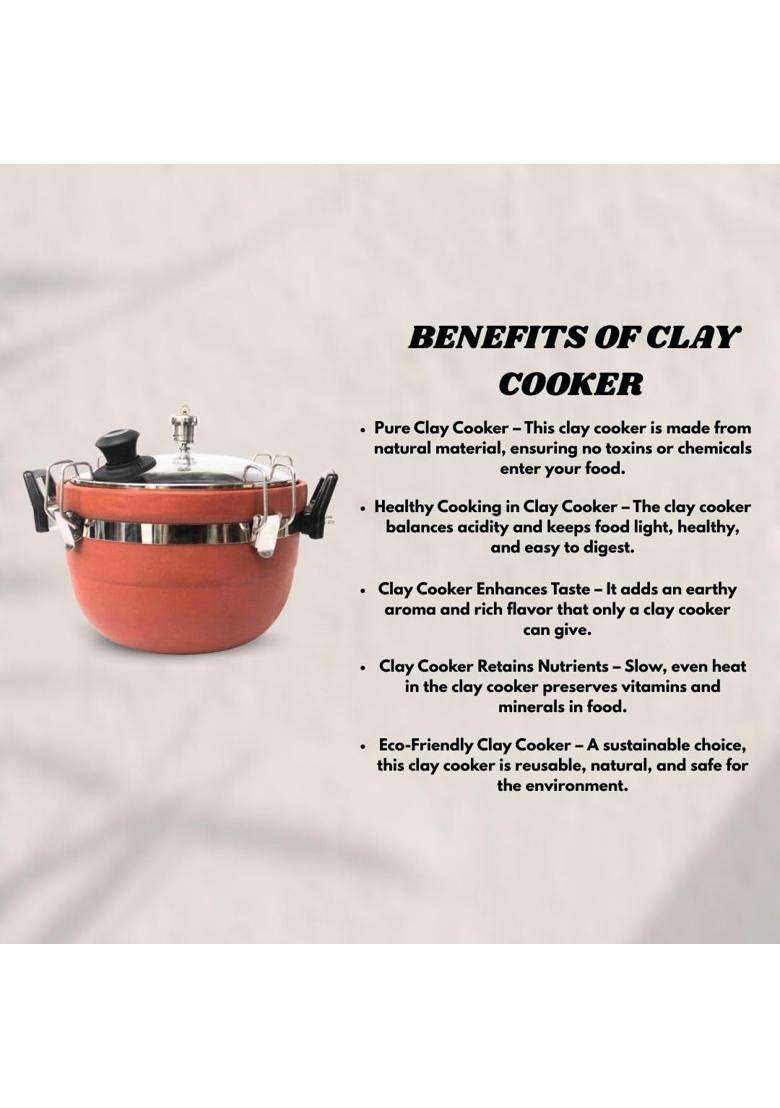 Terra Charms Clay Cooker Mitti Handi | 3 L | 3.2 Qt | Handcrafted - Indya