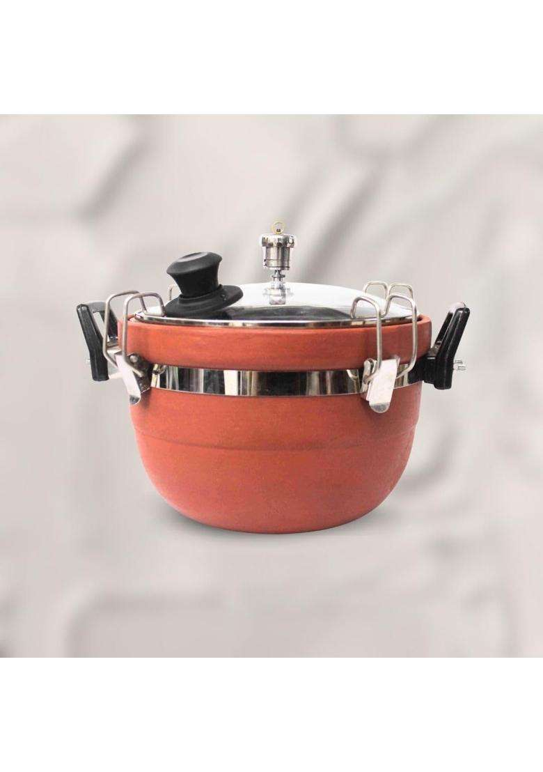 Terra Charms Clay Cooker Mitti Handi Cooking Pot | 3 L | 3.2 Qt - Indya