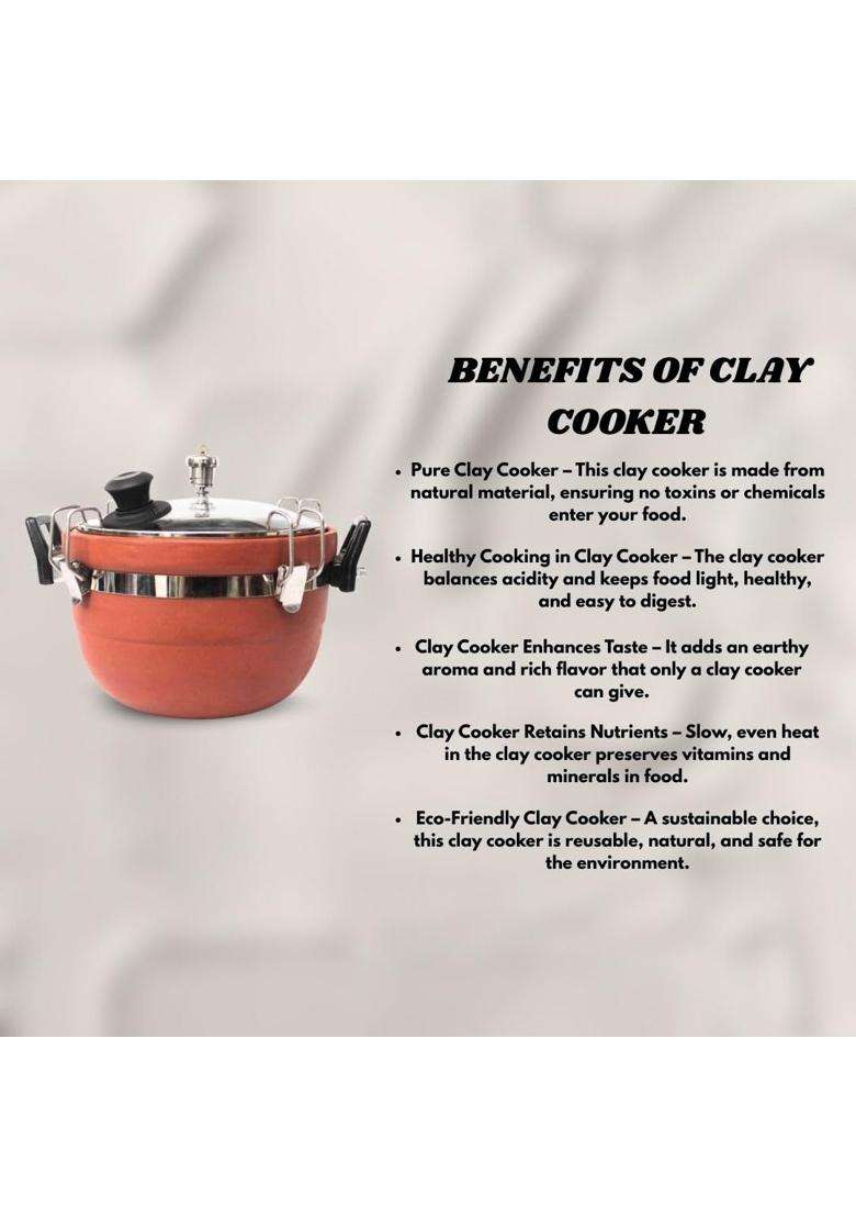 Terra Charms Clay Cooker Mitti Handi Cooking Pot | 3 L | 3.2 Qt - Indya