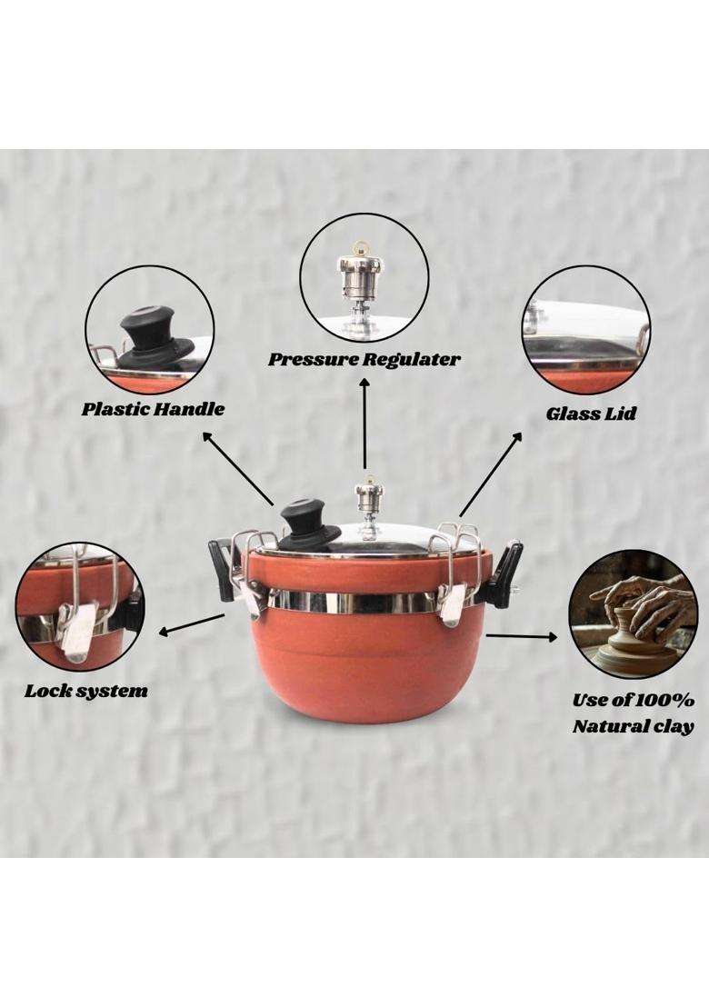 Terra Charms Clay Cooker Mitti Handi | 3 L | 3.2 Qt - Indya