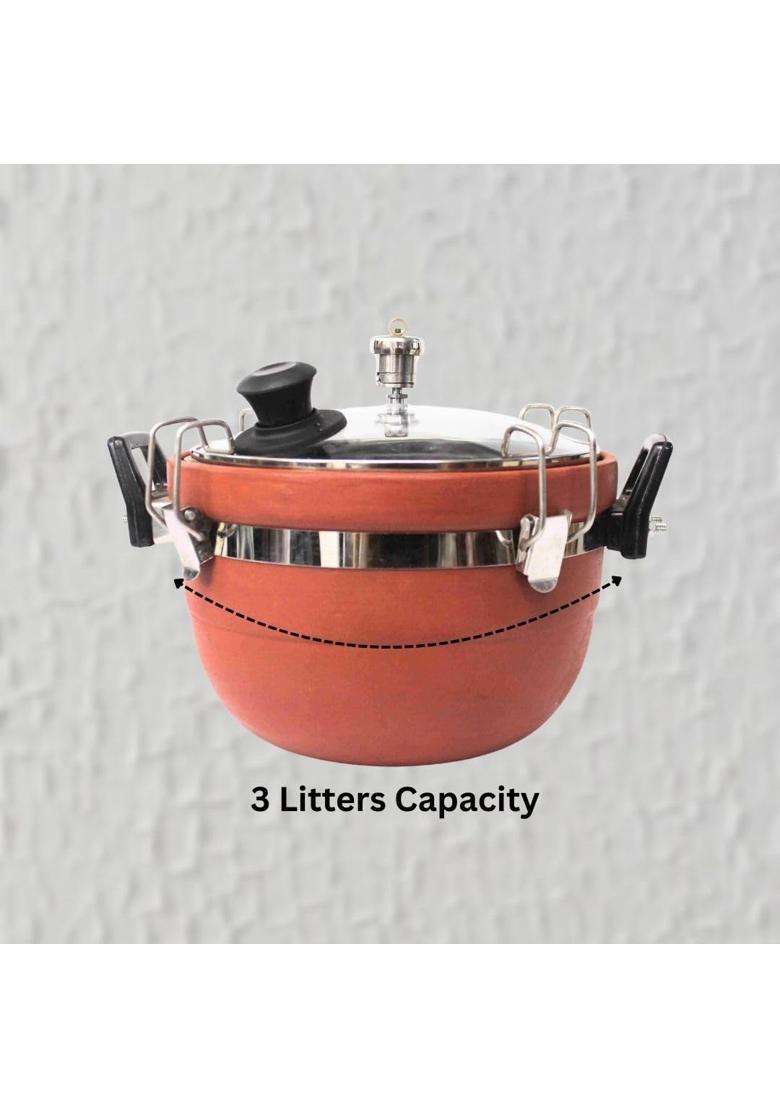 Terra Charms Clay Cooker Mitti Handi | 3 L | 3.2 Qt - Indya