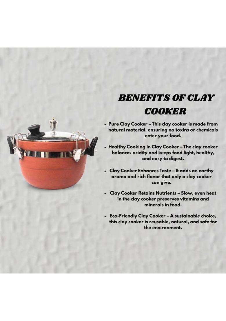 Terra Charms Clay Cooker Mitti Handi | 3 L | 3.2 Qt - Indya