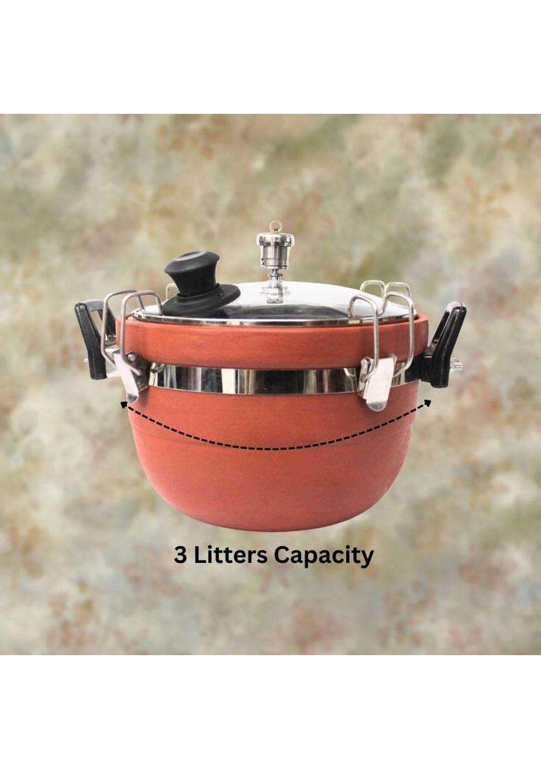Terra Charms Clay Cooker Natural Mitti Handi | 3 L | 3.2 Qt - Indya