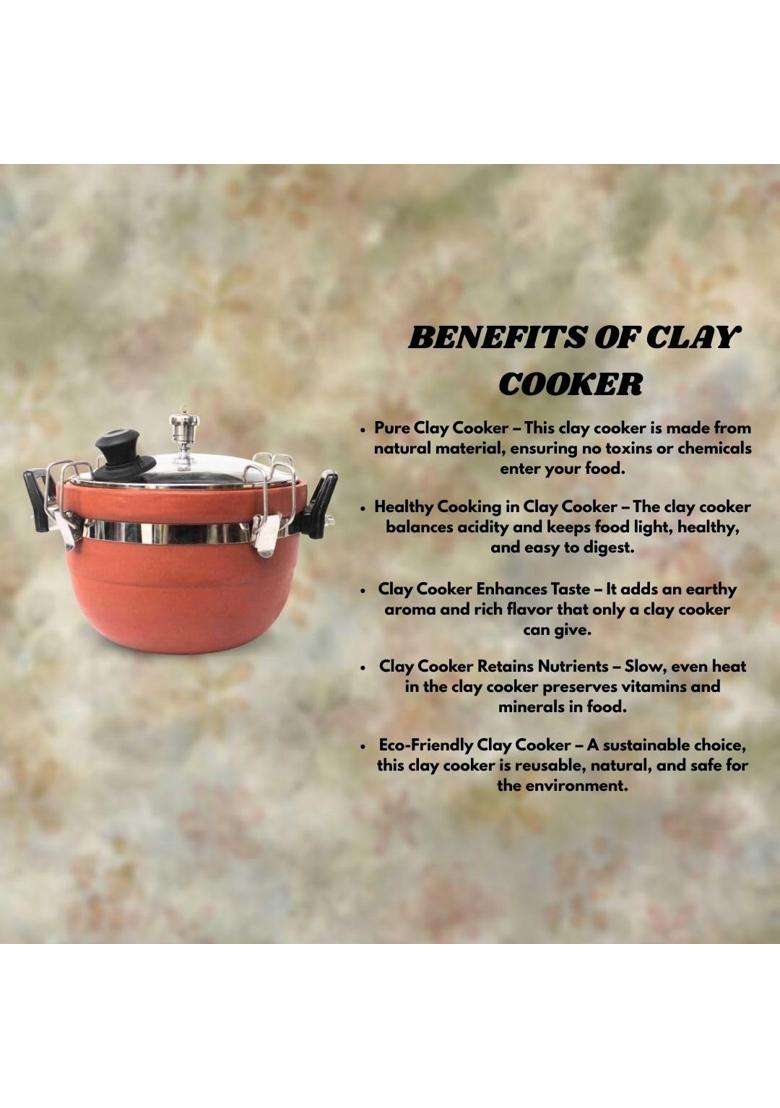 Terra Charms Clay Cooker Natural Mitti Handi | 3 L | 3.2 Qt - Indya