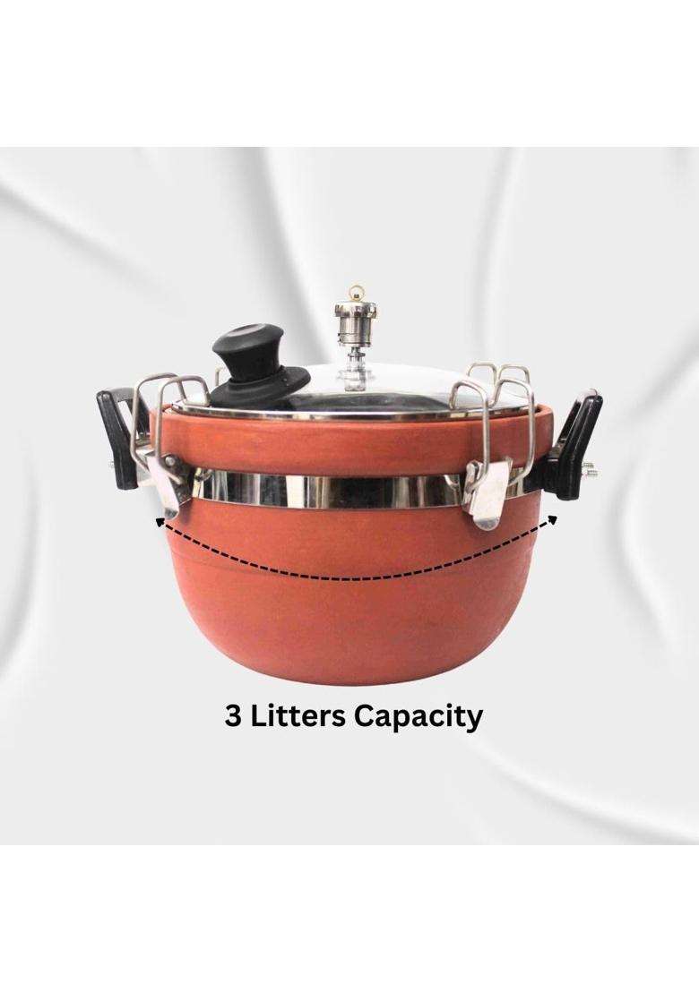 Terra Charms Clay Cooker Natural Mitti Earthen Cookware | 3 L | 3.2 Qt | Handcrafted - Indya