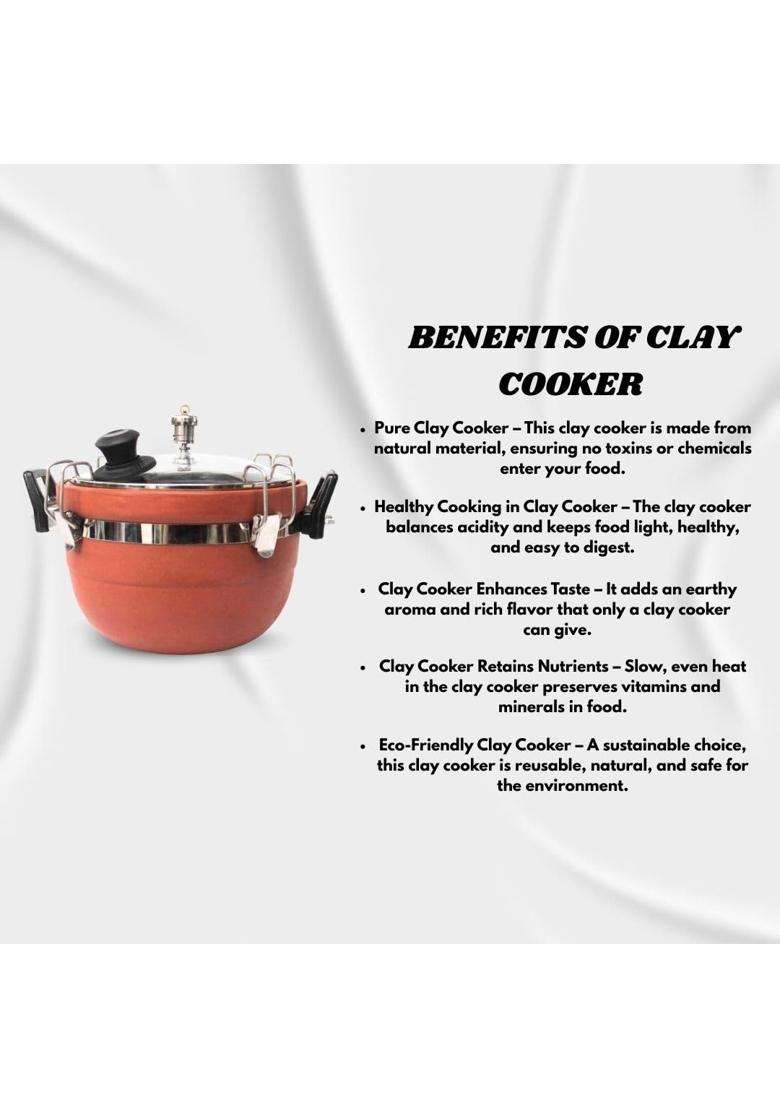 Terra Charms Clay Cooker Natural Mitti Earthen Cookware | 3 L | 3.2 Qt | Handcrafted - Indya