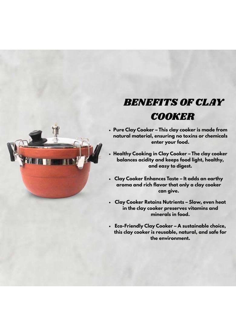 Terra Charms Clay Cooker Mitti Handi | 3 L | 3.2 Qt - Indya