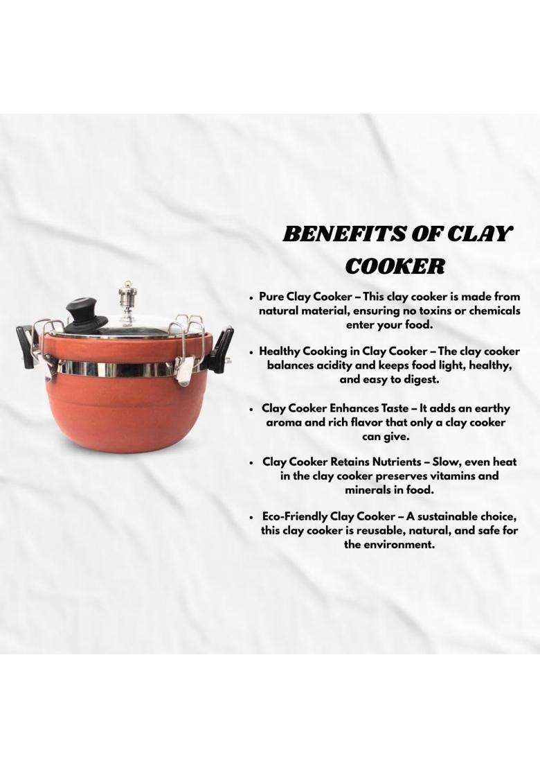 Terra Charms Clay Cooker Mitti Handi | 3 L | 3.2 Qt - Indya