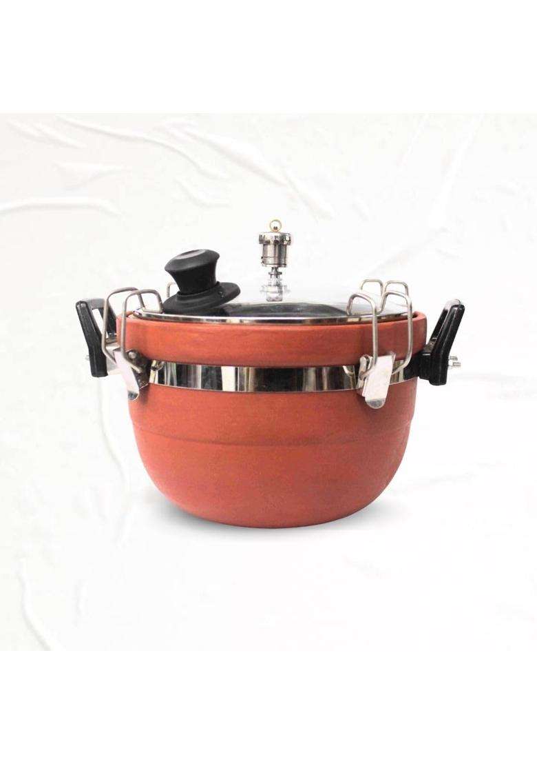 Terra Charms Clay Cooker Natural Mitti Earthen Pot for Slow Cooking | 3 L | 3.2 Qt | Handcrafted - Indya