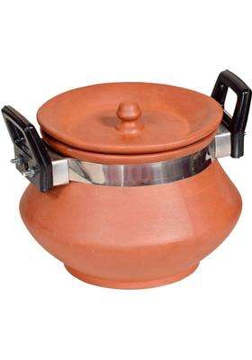 VINTICA Organic Clay Crafts Handmade Clay Handi Cooking Pot with Lid | 1000 ml | 33.8 fl oz