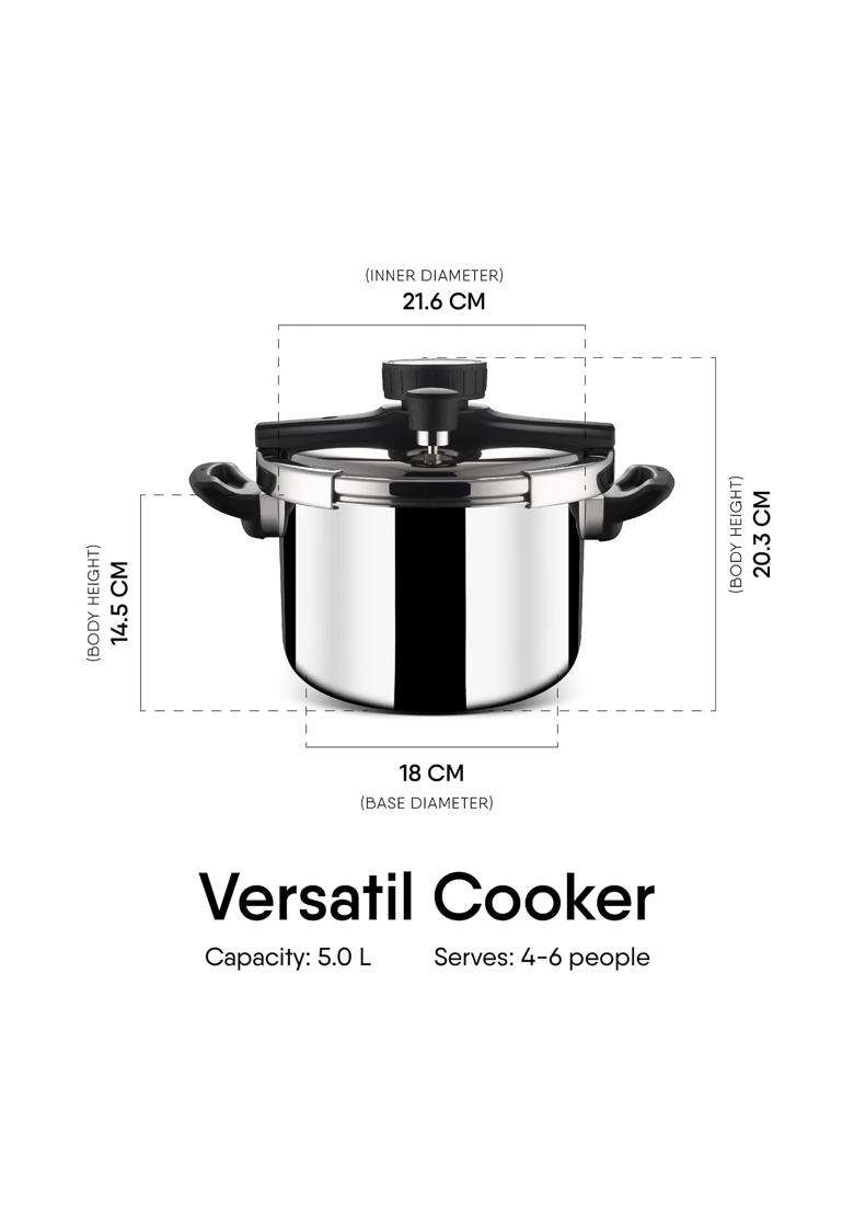 stahl Versatil Triply Pressure Cooker | 5 L | 5.3 Qt | Induction Compatible - Indya
