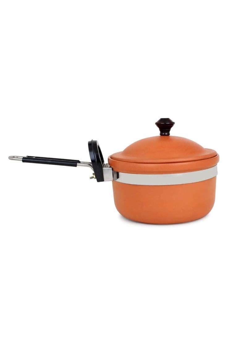 KSI Handmade Terracotta Clay Frying Pan | 1.5 L | 1.6 Qt | With Lid - Indya
