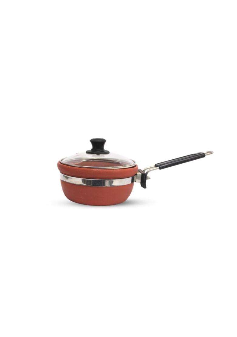 Terra Charms Clay Frypan for Balanced CookingCooking Multipurpose Terracotta | 1500 ml | 50.7 fl oz - Indya