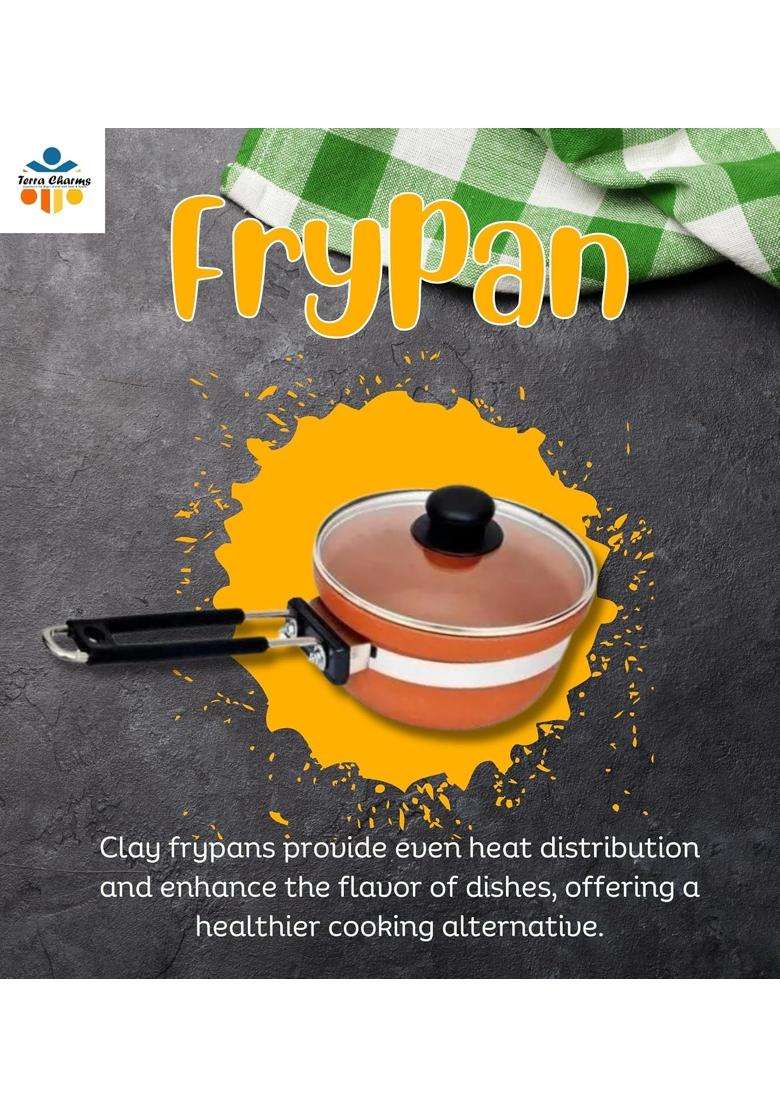 Terra Charms Clay Frypan for Exploring the Versatility of Clay Frying Pans | 1500 ml | 50.7 fl oz - Indya