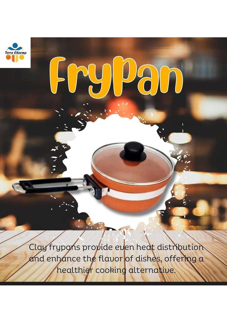 Terra Charms Clay Frypan for Mastering the Clay Frying Pan | 1500 ml | 50.7 fl oz - Indya