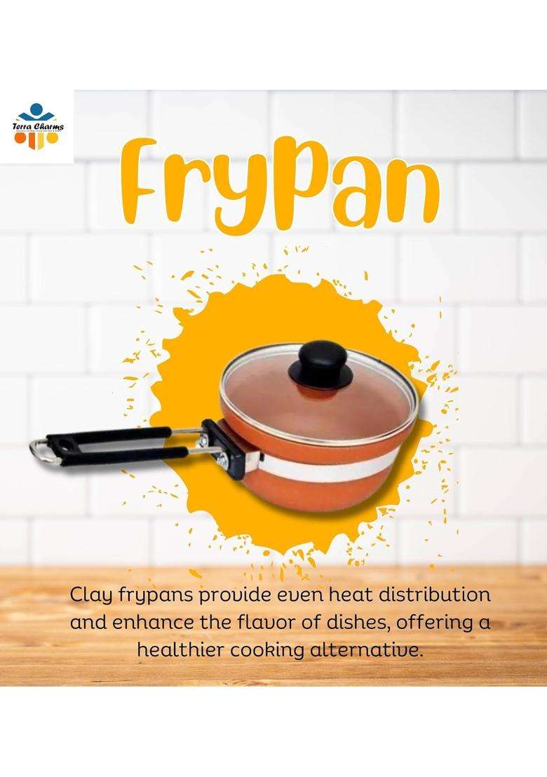 Terra Charms Clay Frypan for Unlocking the Secrets of Clay Frying Pans | 1500 ml | 50.7 fl oz - Indya