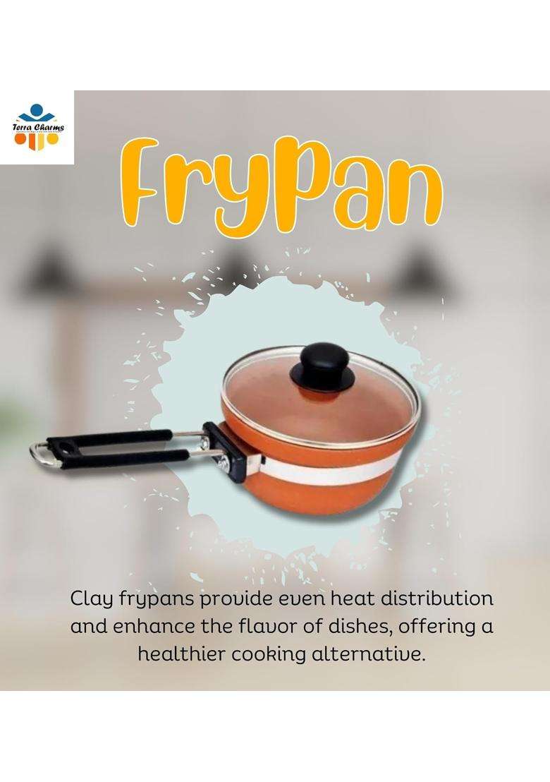 Terra Charms Clay Frypan for Clay Frying Pan Essentials | 1500 ml | 50.7 fl oz - Indya