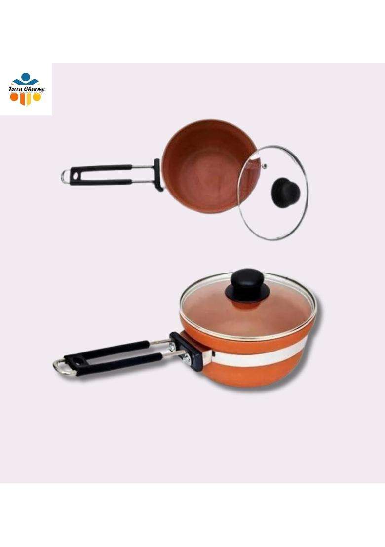 Terra Charms Clay Frypan for the Versatile Clay Frying Pan | 1500 ml | 50.7 fl oz - Indya