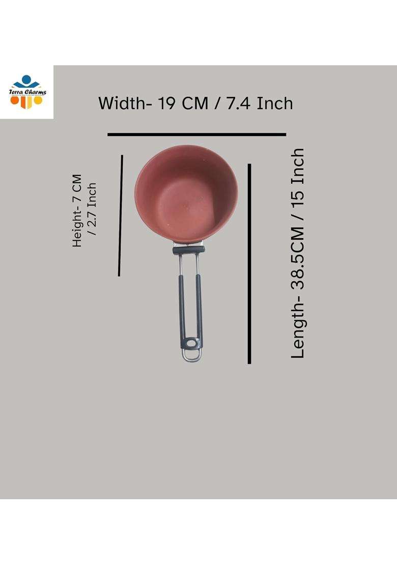 Terra Charms Clay Frypan for Enhance Your Culinary Skills with a Clay Frying Pan | 1500 ml | 50.7 fl oz - Indya