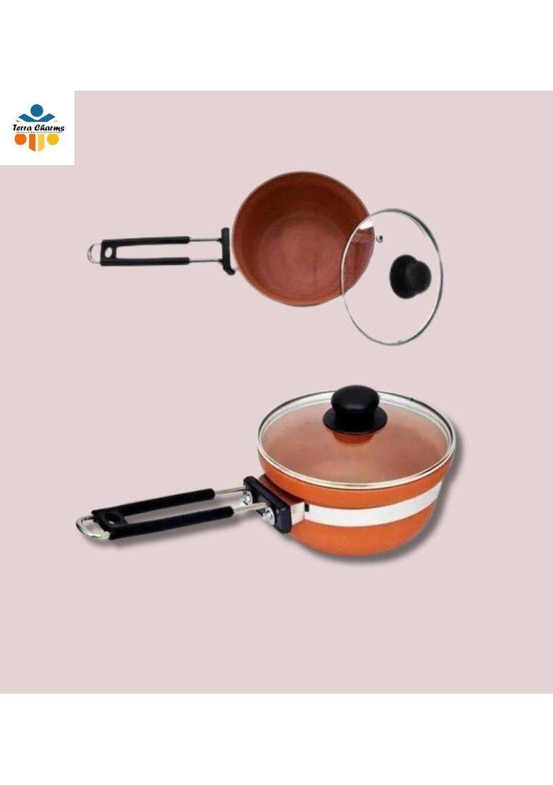 Terra Charms Clay Frypan for Cooking with Clay | 1500 ml | 50.7 fl oz - Indya