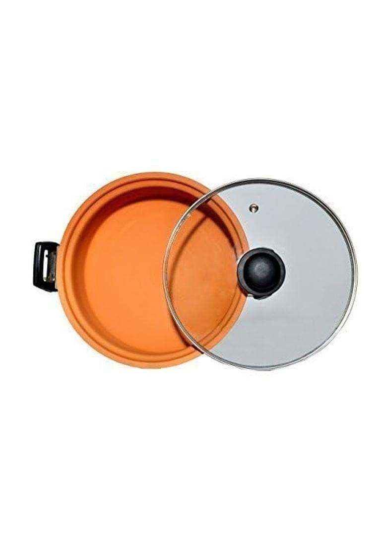 PALVIT CLAY ART GALLERY Palvit Clay Earthen Terracotta Mitti Clay Kadhai Wok for Curry Dal Frying | 1.5 L | 1.6 Qt | With Lid - Indya