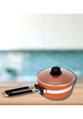 Terra Charms Clay Frypan for Multipurpose Balanced Cooking Cooking Fry Pan with a Glass Lid | 1500 ml | 50.7 fl oz