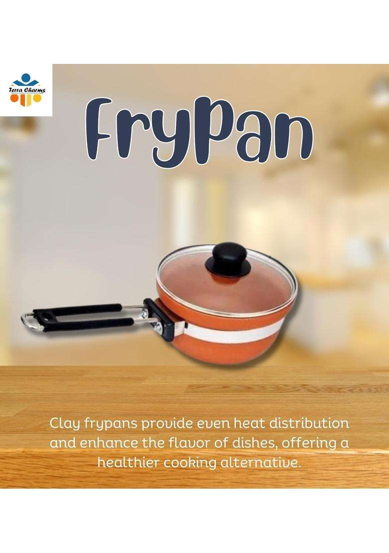 Terra Charms Clay Frypan for the Timeless Charm of Clay Frypans | 1500 ml | 50.7 fl oz - Indya