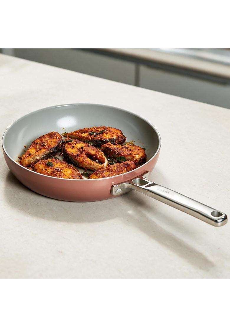 Ember Cookware Arcilla Ceramic Frying Pan | 24 cm | 9.4 Inch | Induction Compatible | Non-Toxic | Non-Stick - Indya