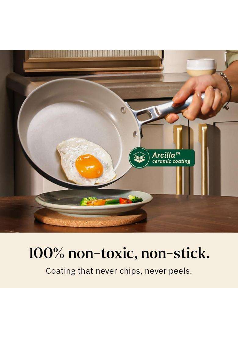 Ember Cookware Arcilla Ceramic Frying Pan | 24 cm | 9.4 Inch | Induction Compatible | Non-Toxic | Non-Stick - Indya