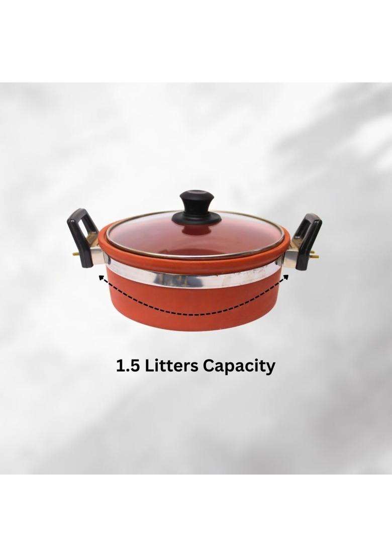 Terra Charms Clay Kadhai Wok | 1.5 L | 1.6 Qt | Handcrafted - Indya