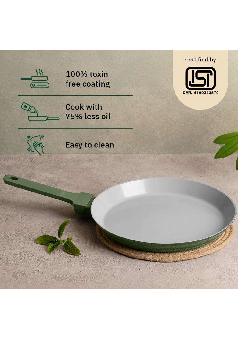 Ember Cookware Arcilla Ceramic Non Stick Tawa Flat Griddle | 28 cm | 11 Inch | Non-Toxic - Indya