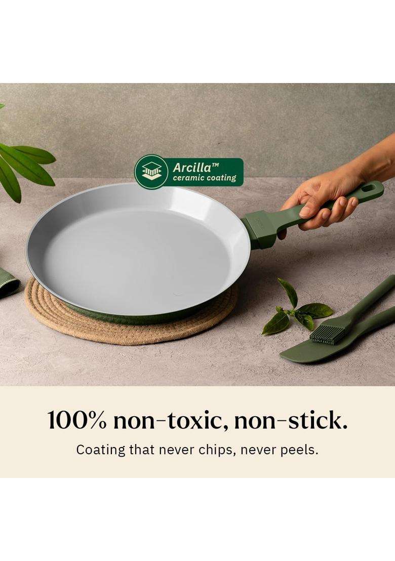 Ember Cookware Arcilla Ceramic Non Stick Tawa Flat Griddle | 28 cm | 11 Inch | Non-Toxic - Indya
