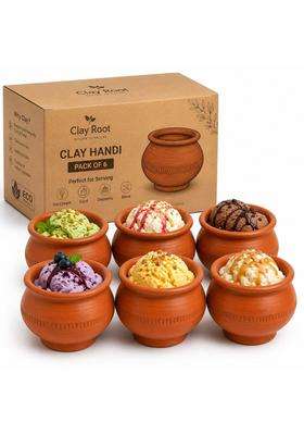 Clay Root Premium Traditional Clay Curry Pot Kari | 6-Piece Set | Handcrafted