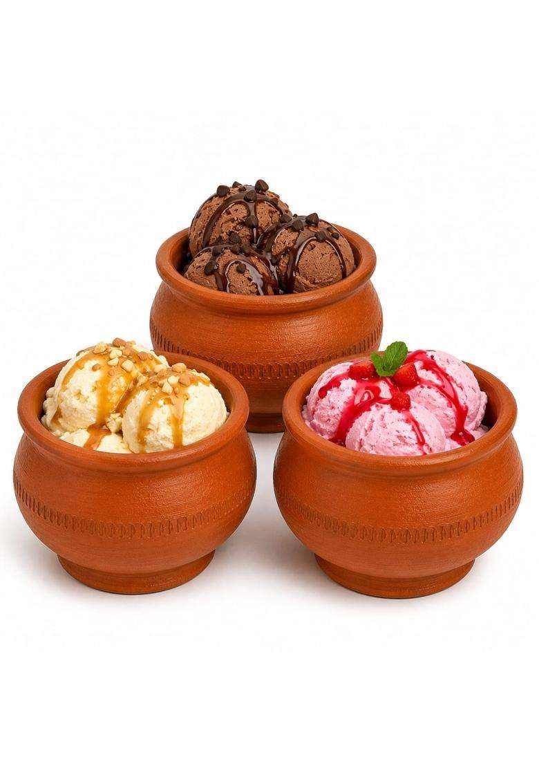 Clay Root Premium Traditional Clay Curry Pot Kari | 6-Piece Set | Handcrafted - Indya