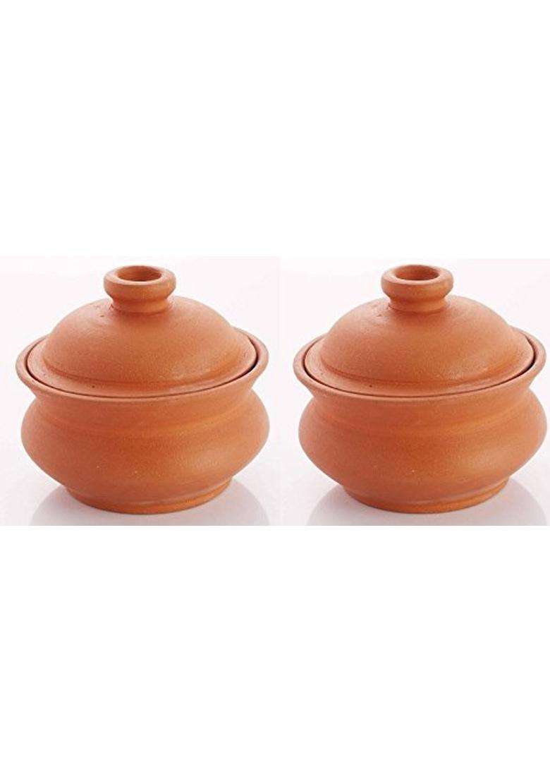 SHRIYAM CRAFT Terracotta Clay Curd Pot | 350 ml | 11.8 fl oz | 2-Piece Set - Indya