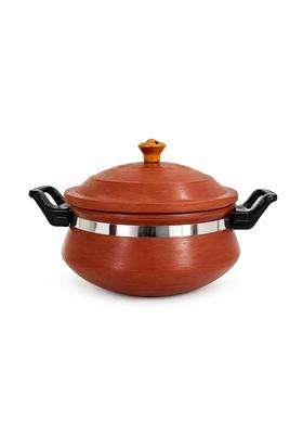 Matti Shree Unglazed Clay Handi for Cooking with Lid | 3 L | 3.2 Qt