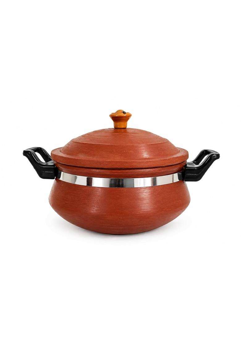 Matti Shree Unglazed Clay Handi for Cooking with Lid | 3 L | 3.2 Qt - Indya