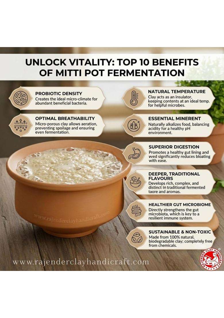 RAJENDER CLAY HANDICRAFT Premium 100 Natural Unglazed Terracotta Mitti Pot | Non-Toxic - Indya
